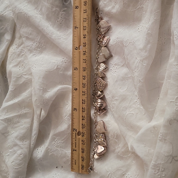 Vintage Sterling Silver Heart Charm Bracelet - Picture 7 of 9